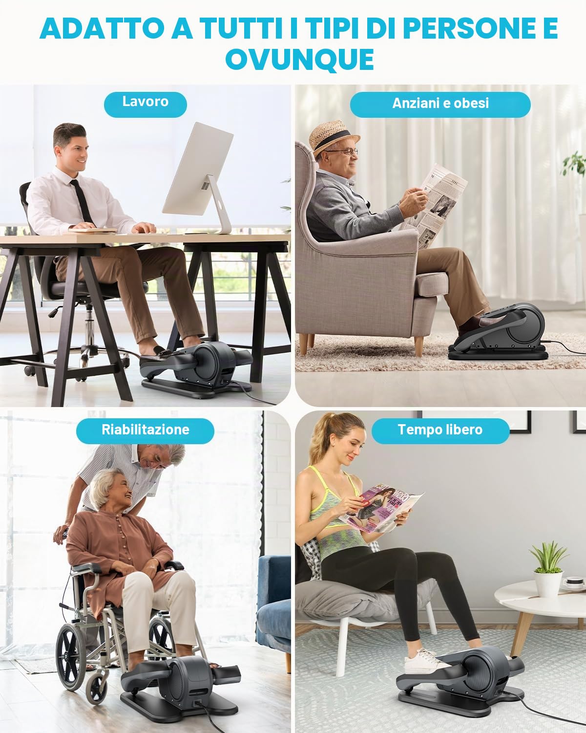 Gonex Ellittica Elettrica Sotto Scrivania Mini Ellittica da Casa con Telecomando, LCD Display, Silenzioso Pedaliera 16 Velocità, 12 Programmi Auto + Manuale, Esercitatore Gambe per Anziani
