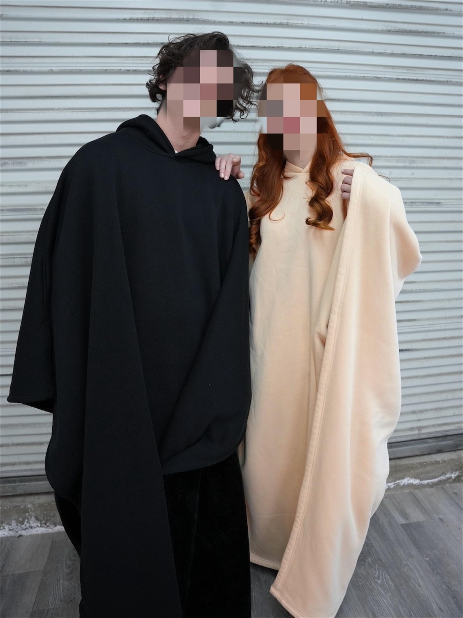 Bluza z kapturem z kapturem z kapturem uniseks luźny krój, koc oversize do noszenia koc z kapturem kostium na Halloween tunika szlafrok