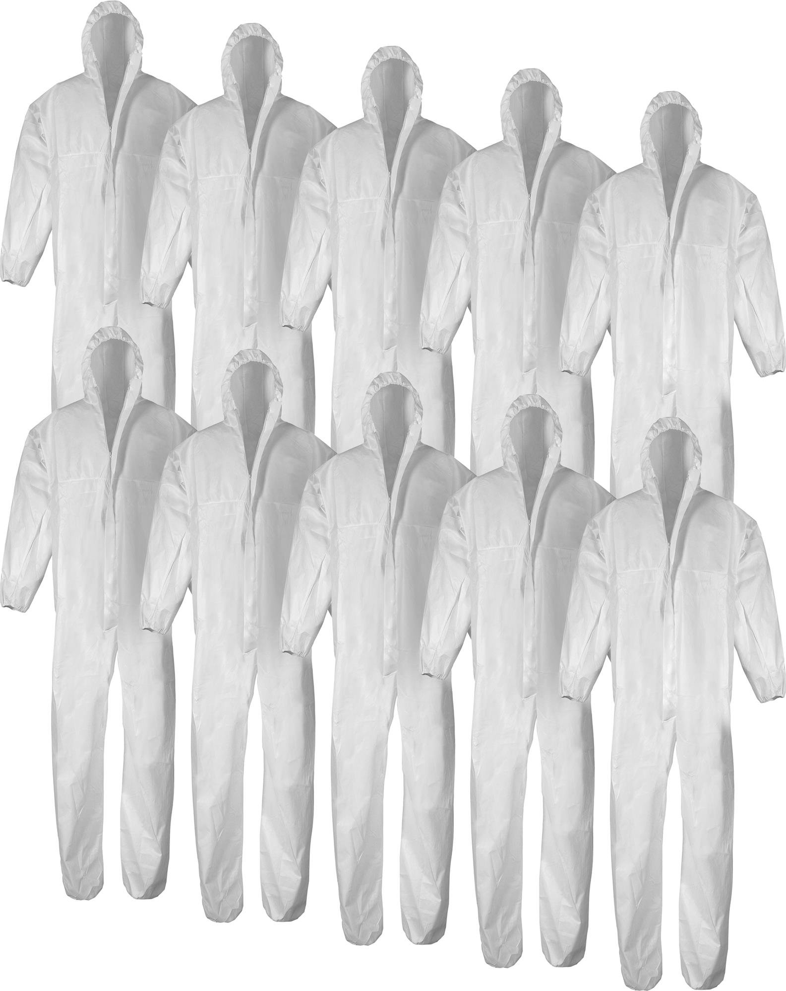 normani 1-10 Stück Einweg Schutzanzug Overall aus Polypropylen mit Kapuze und Reißverschluss [Gr. M-XXXL] Farbe 10 Stück Größe XXXL