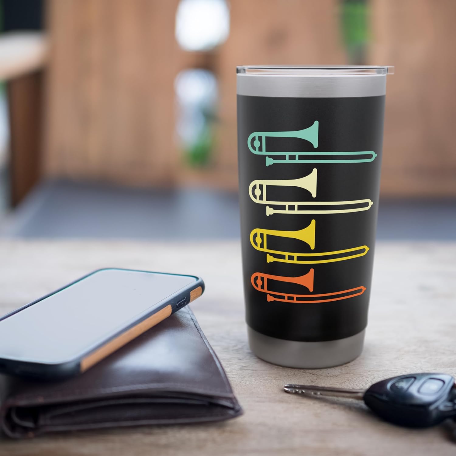 Trombone Player, Retro style Design Stainless Steel Insulated Tumbler