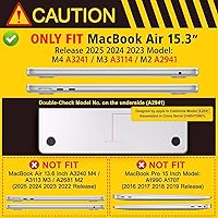 Vista 2 de Funda para MacBook Air de 15 pulgadas A3241 A3114 A2941 (versión 2023 2024 2025) – Carcasa rígida protectora a presión para MacBook Air de 15.3