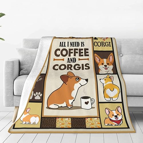 Miniatura 2 de Manta de Corgis con bonita decoración de café Corgis, manta de perro, regalos para niñas y niños amantes de los perros, manta de franela de forro