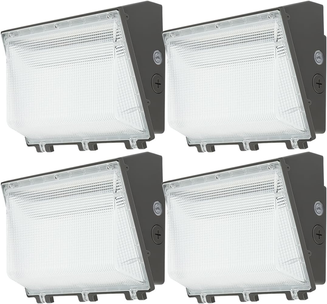 kadision 120W LED Wall Pack Light, 13200lm 5000K Daylight 100-277V, Dusk-to-Dawn Outdoor Lighting Fixture for Parking Lots, Backyards, ETL Listed 4-Pack