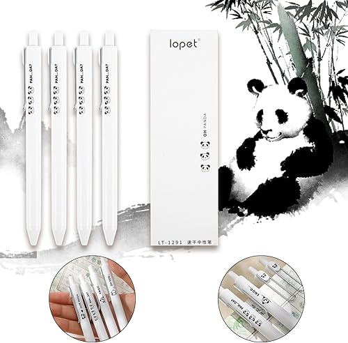 Miniatura 3 de 4 bolígrafos panda blanco, bolígrafos kawaii retráctiles, regalos de panda para estudiantes, suministros escolares para cumpleaños, días escolares,