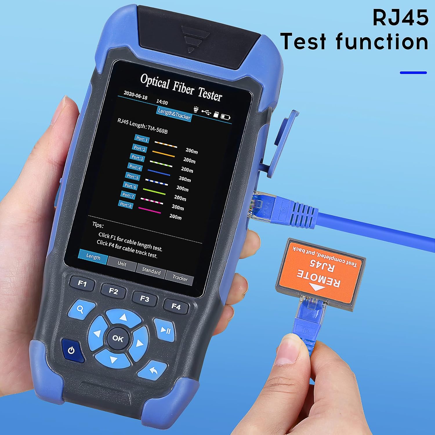 A-900A OTDR Optical Fiber Tester 1310 1550 SCAPC FCAPC Interface 24/22db 9 in 1 OPM -50~+26dbm RJ45 Tester with SC FC Adapter