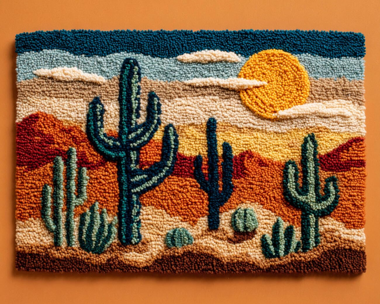 Henypt DIY Latch Hook Rug Kits Cartoon Cactus 80x115cm