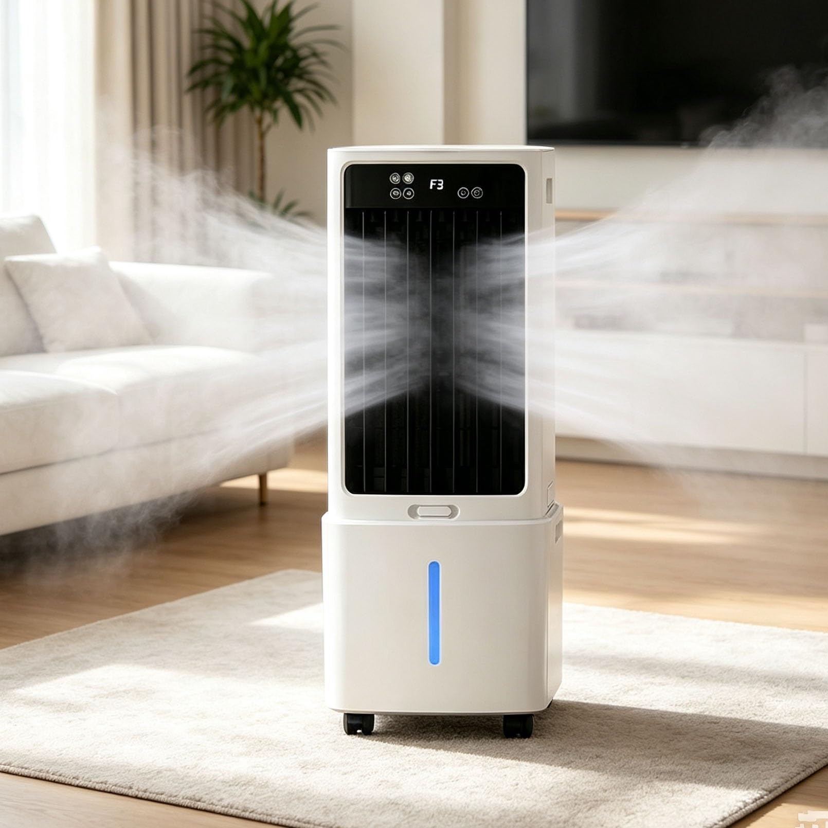 Lsoiup One Color 3 In 1 Portable Air Conditioner, Evaporative Air Cooler With 12L Water Tank, 3-Speed, 3 Modes, Remote Control, Digital Display, 90°/120° Oscillation, 12H Timer For Indoor Use, Bedroom