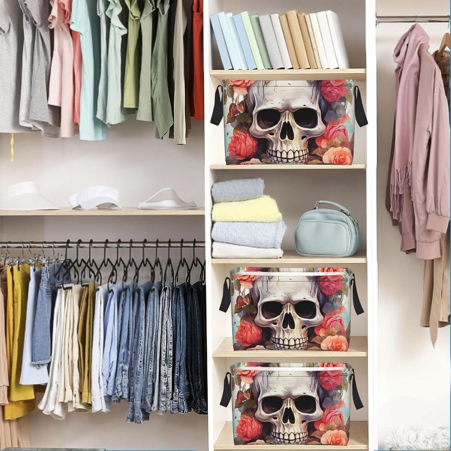 Rectangular Storage Basket With Handles Storage Box Bins Shelf Basket image 2