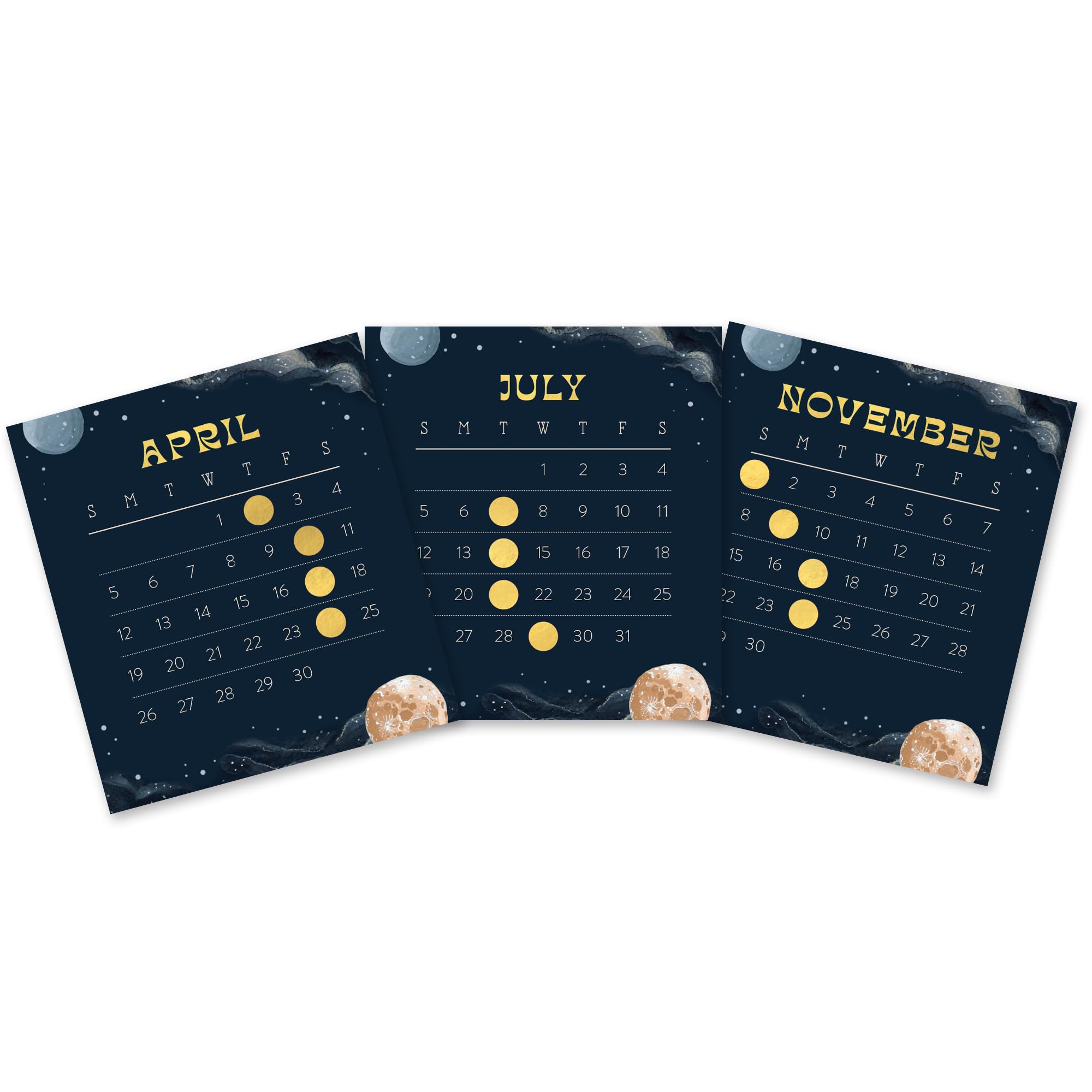 Orange Circle Studio Calendario da scrivania, planner accademico, fasi lunari gratta e rivela, piccolo calendario mensile in piedi per scrivania o ufficio, agenda estetica per casa, lavoro o scuola