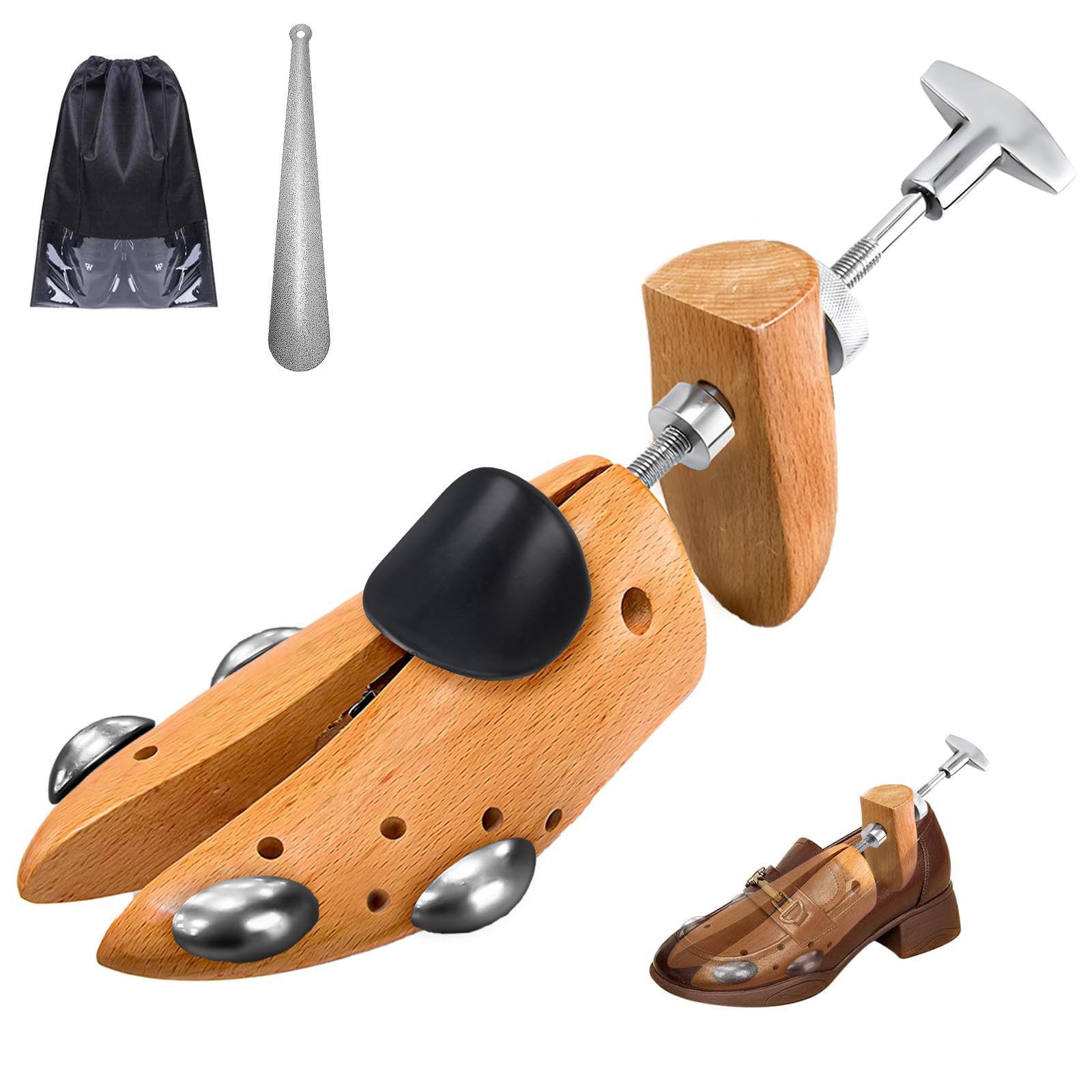 eachway Professioneller Schuhspanner aus Holz für Damen und Herren, 4-Wege-Schuhverbreiterung dehnt Länge und Breite aus