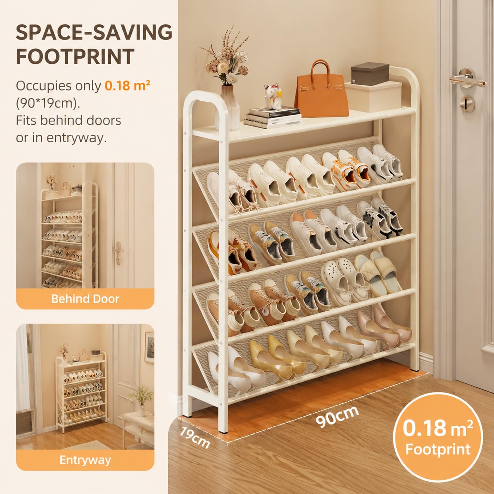 Organizador Zapatos, Zapatero Metálico Ahorra Espacio Para Entrada Y Hogar