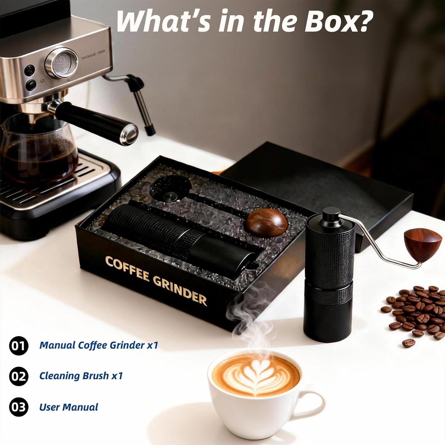 Manual Coffee Grinder,Stainless Steel Conical Burr with Adjustable Setting,Double Bearing Positioning for French Press, Drip,Espresso,Hand Coffee Grinder,20g Capacity Suitable for Camping&Office&Gift - Image 7