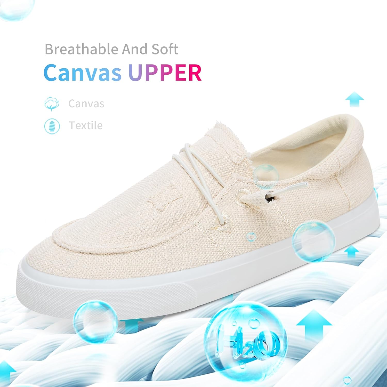 Obtaom Women Canvas Loafers Light-Weight Slip on Loafers Comfortable Boat Lace up Canvas Fishion Sneakers - Image 3