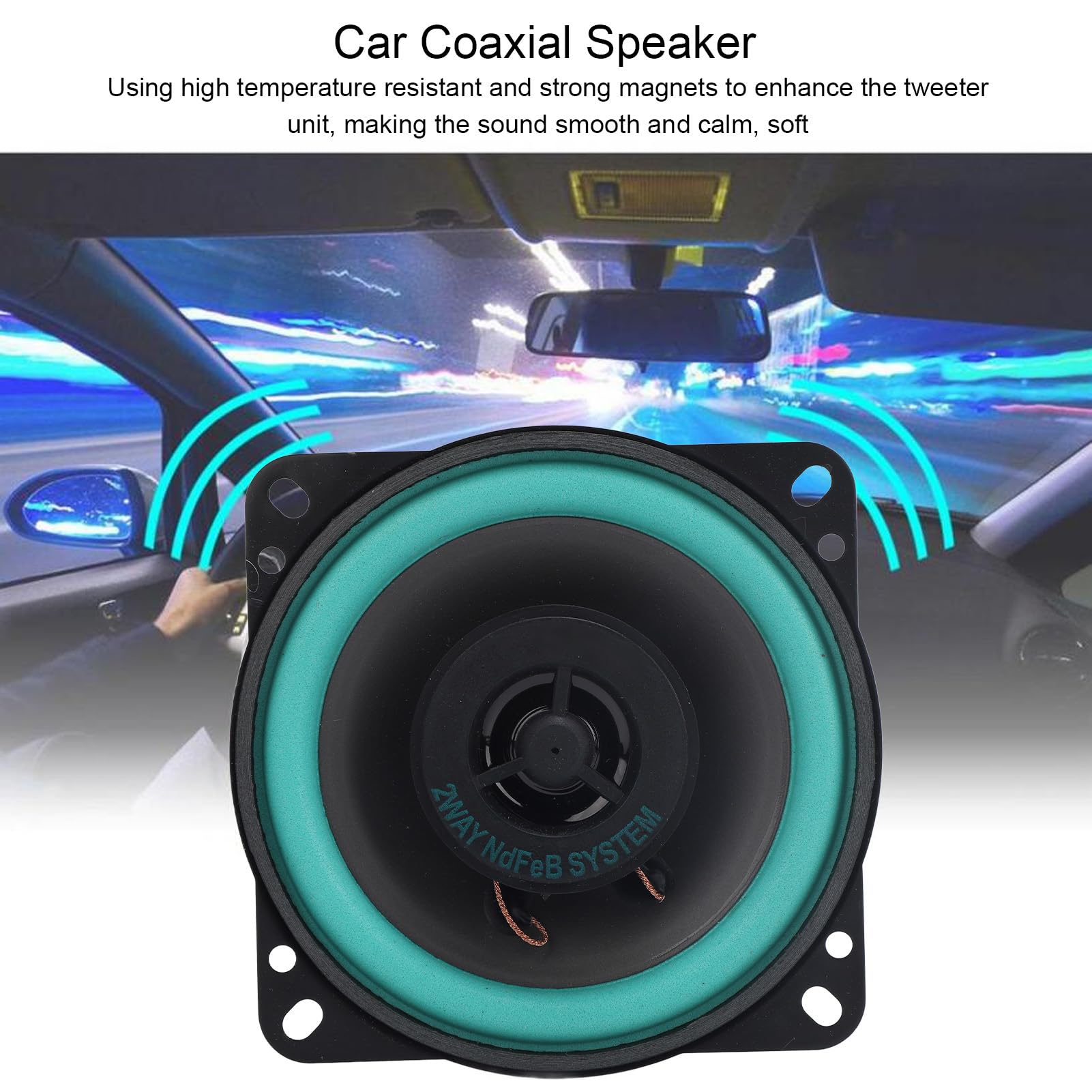 Haut-parleur Coaxial Voiture 4 Ohms - Sensibilité 90 DB, Tweeter à Dôme, 50W - Son équilibré, Installation Facile - 3