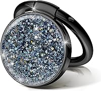 Vista 22 de GVIEWIN Soporte de anillo para teléfono celular con purpurina, soporte metálico con agarre, rotación de 360°, compatible con iPhone 17/16/15/14/Pro