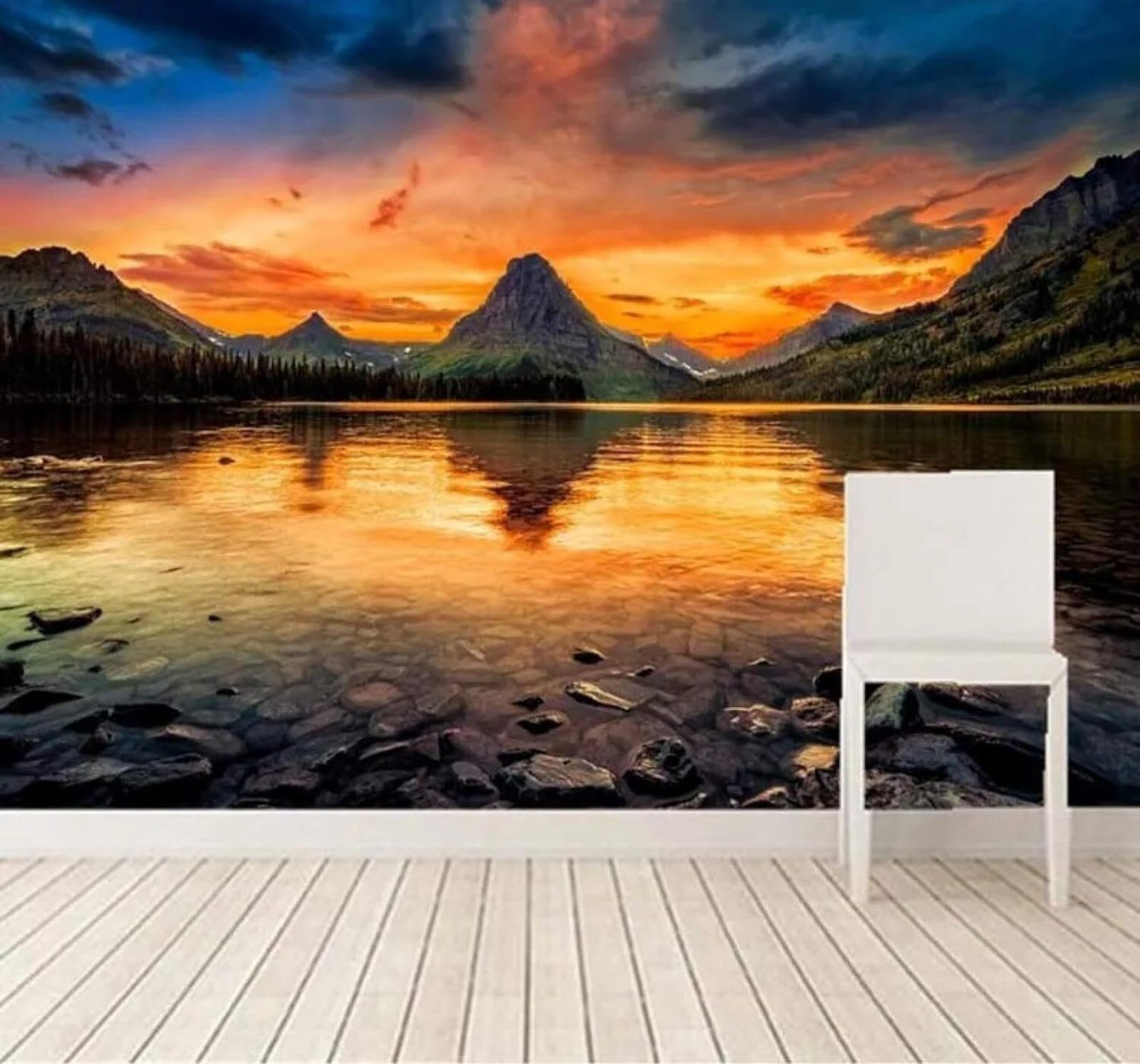 XLMING Beautiful Three Dimensional Mountains Sunrise Landscape 3D Wallpaper Silky Texture Home Study Office Grey Dining Room Sofa Bedroom Living Room TV Backdrop-250cm×170cm