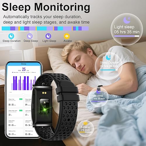 Miniatura 4 de Pulsera inteligente para hombres y mujeres, banda de seguimiento de actividad y actividad 247, seguimiento del sueño, frecuencia cardíaca, presión