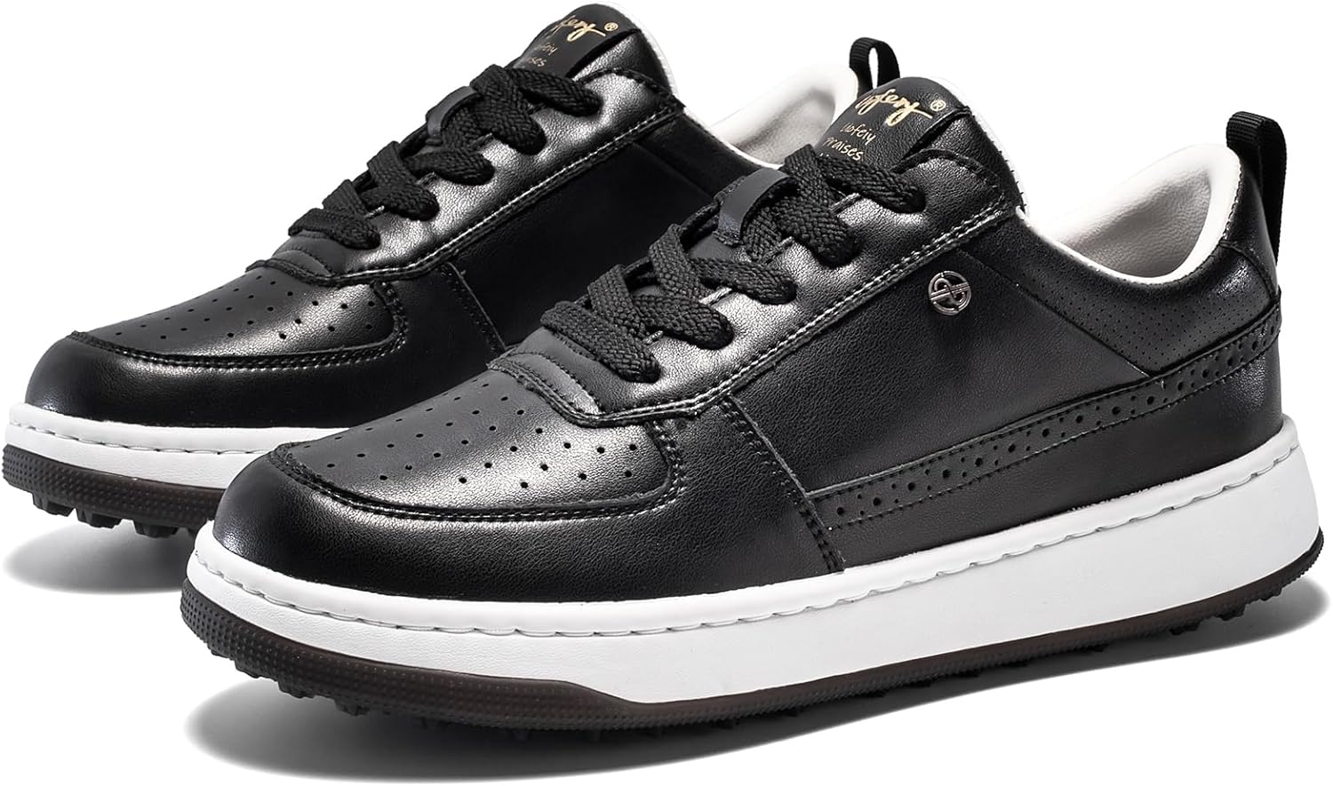 UOFEIY メンズ ゴルフシューズ 防水 通気性 レザー スパイクレス プロフェッショナル ゴルフシューズ ウォーキング トラベル