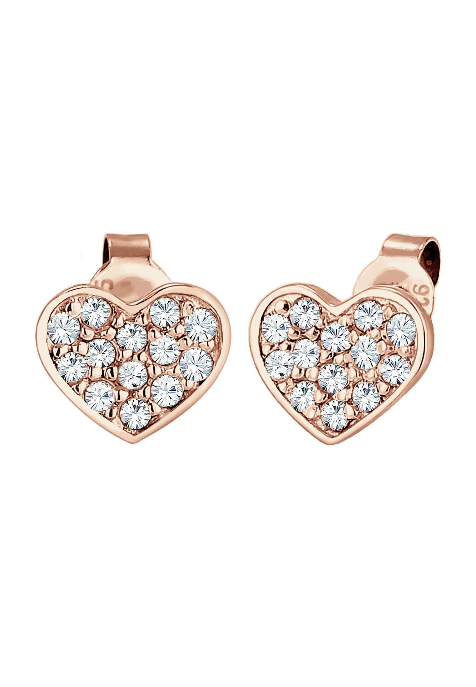 Elli Earrings Heart Crystals 925 Sterling Silver Rose Gold Plated