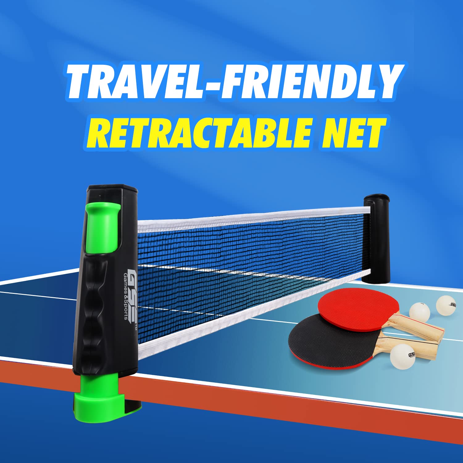 Red de ping pong retráctil ajustable y poste. Red de tenis de mesa portátil y abrazaderas. Red de ping pong de repuesto para cualquier mesa (negro)