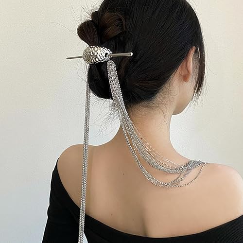 Miniatura 5 de 1 pieza de cadena larga con borla para el cabello, joyería para cola de caballo, accesorios para el cabello, cadena larga, borla, tenedor de pelo,
