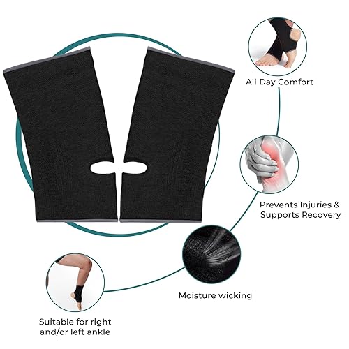 Miniatura 3 de NEOTech Care Tobillera (1 par) - Tacón abierto, tela de punto ligera, elástica y transpirable, compresión media, para hombres, mujeres, niños, pie