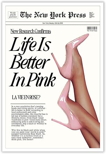 Lienzo de periódico rosa bebé de moda para pared, póster de los años 70, The Hot Girly New York, impresiones de prensa para el hogar, dormitorio,