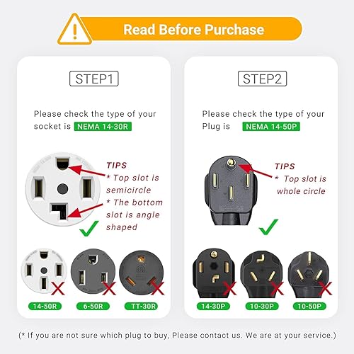 Miniatura 3 de Cable adaptador de cargador NEMA 14-30P a 14-50R EV, 30 amperios a 50 amperios, 4 clavijas para secadora a enchufe EV, cable de calibre 10
