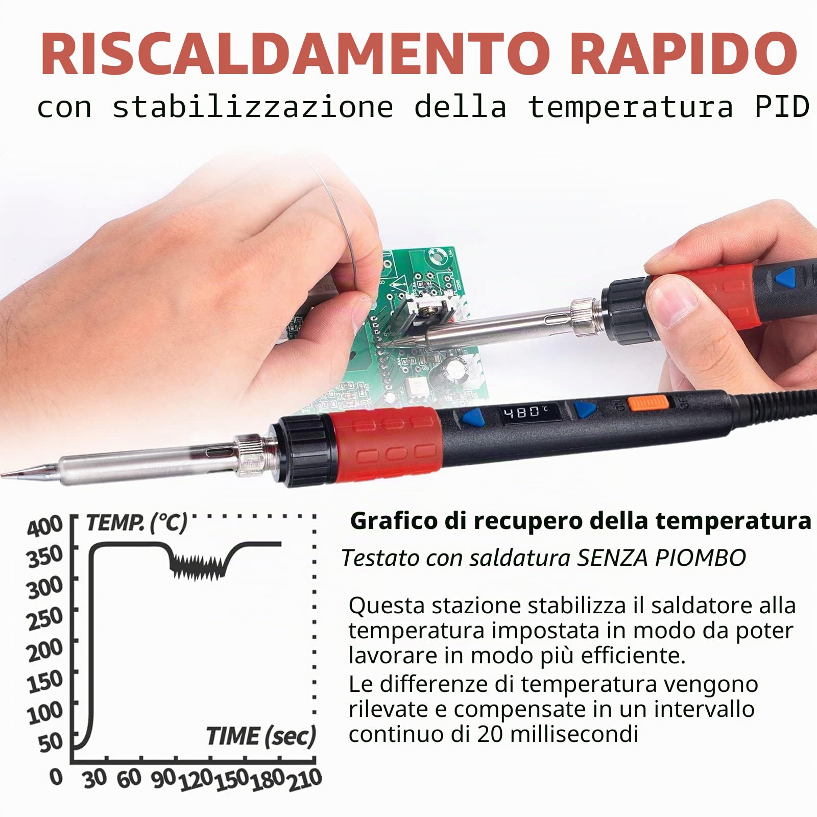 YIHUA 928D-III 110W Saldatore a stagno professionale con display LED e stabilizzazione temperatura