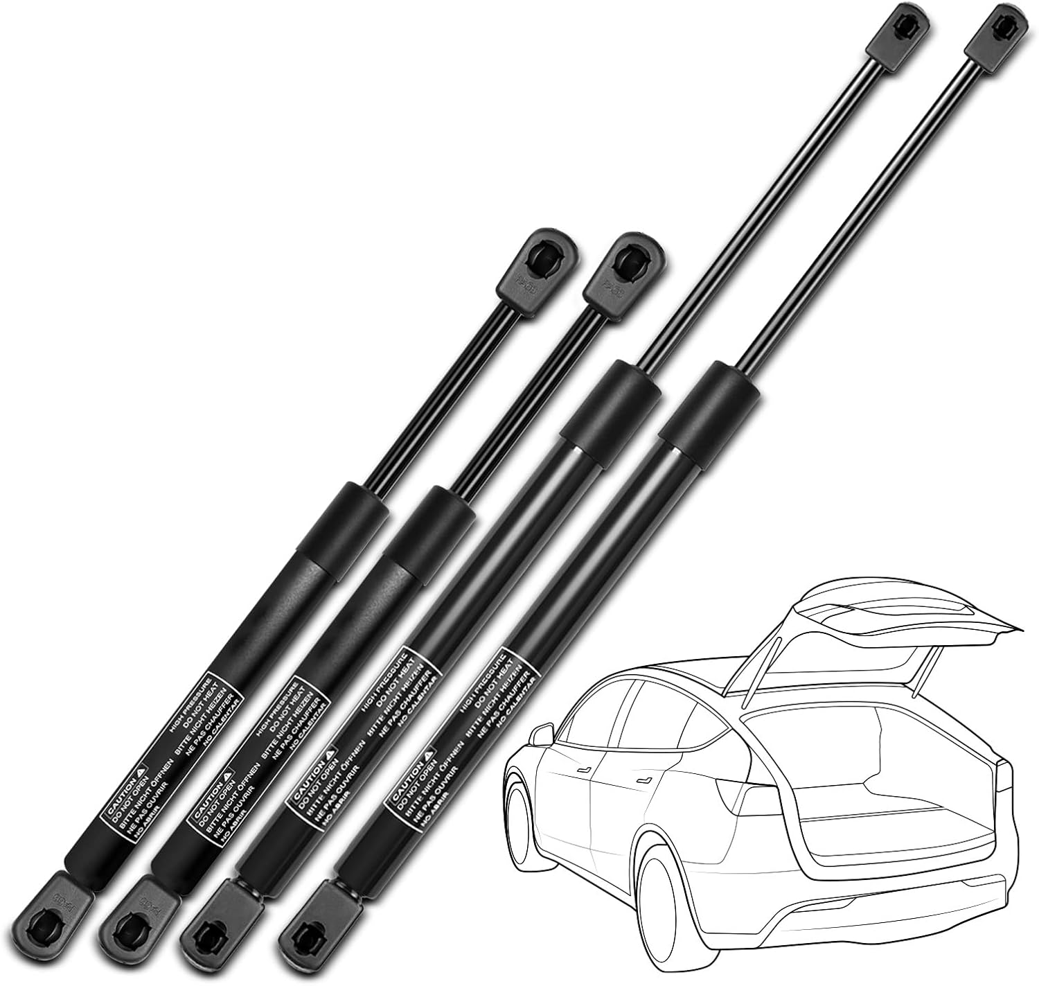 Set of 4 Rear Window Glass and Tailgate Lift Support Gas Struts Spring for Chevrolet Trailblazer GMC Envoy Oldsmobile Saab Isuzu Buick