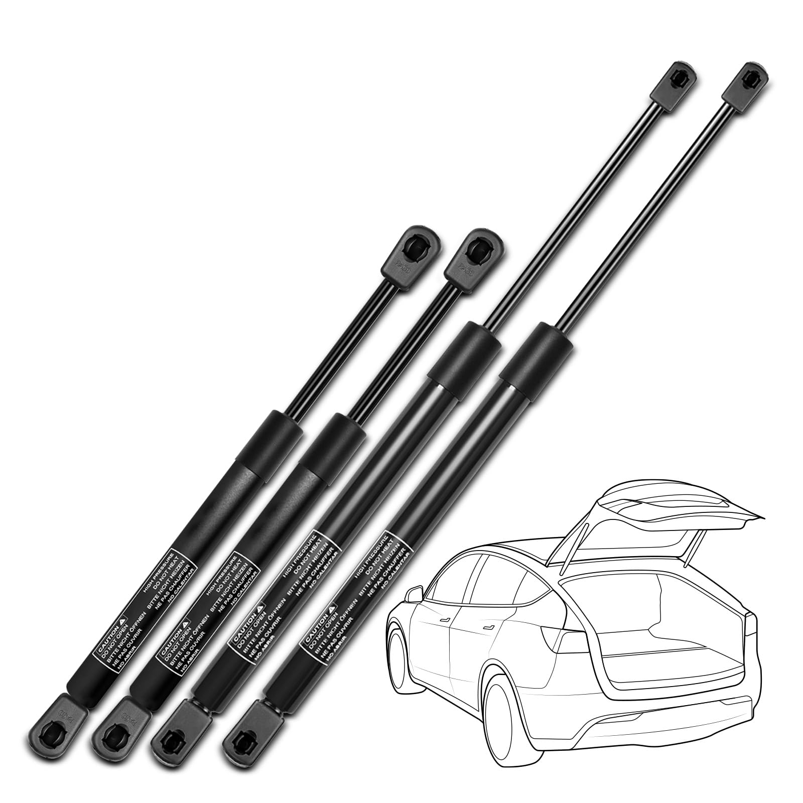 Set of 4 Rear Window Glass and Tailgate Lift Support Gas Struts Spring for Chevrolet Trailblazer GMC Envoy Oldsmobile Saab Isuzu Buick