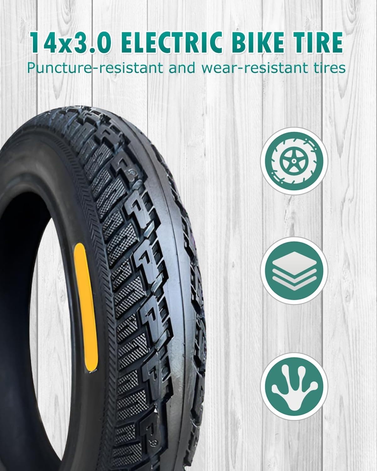 Upgraded Tyre Pneumatico for bici elettrica 14x3.0 | Copertone for bici elettrica 14x3 | Pneumatici antiforatura e resistenti all'usura