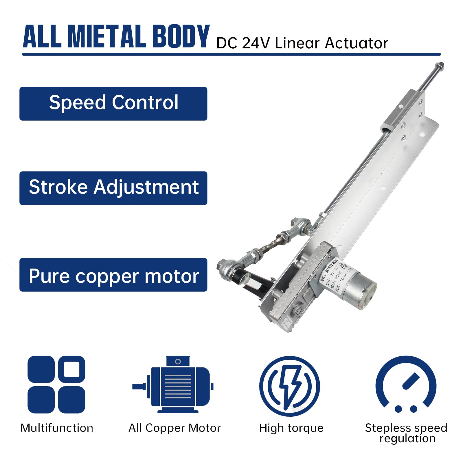 RATTMMOTOR Hubkolben Linearaktuator Stroke 1.18-6 inch DC 24V 120RPM Geschwindigkeit Einstellbare Linearantrieb 30-150mm mit Drehzahlregler (24VDC, 3-15CM/120RPM)