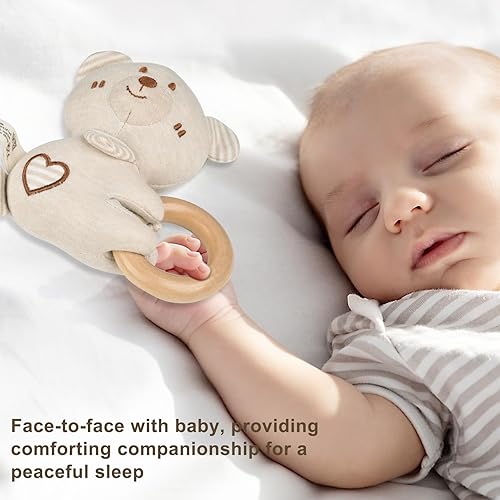 Miniatura 7 de ACCKUO Juego de juguetes de sonajero de peluche para bebé, oso de peluche, sonajero de peluche, 2 unidades