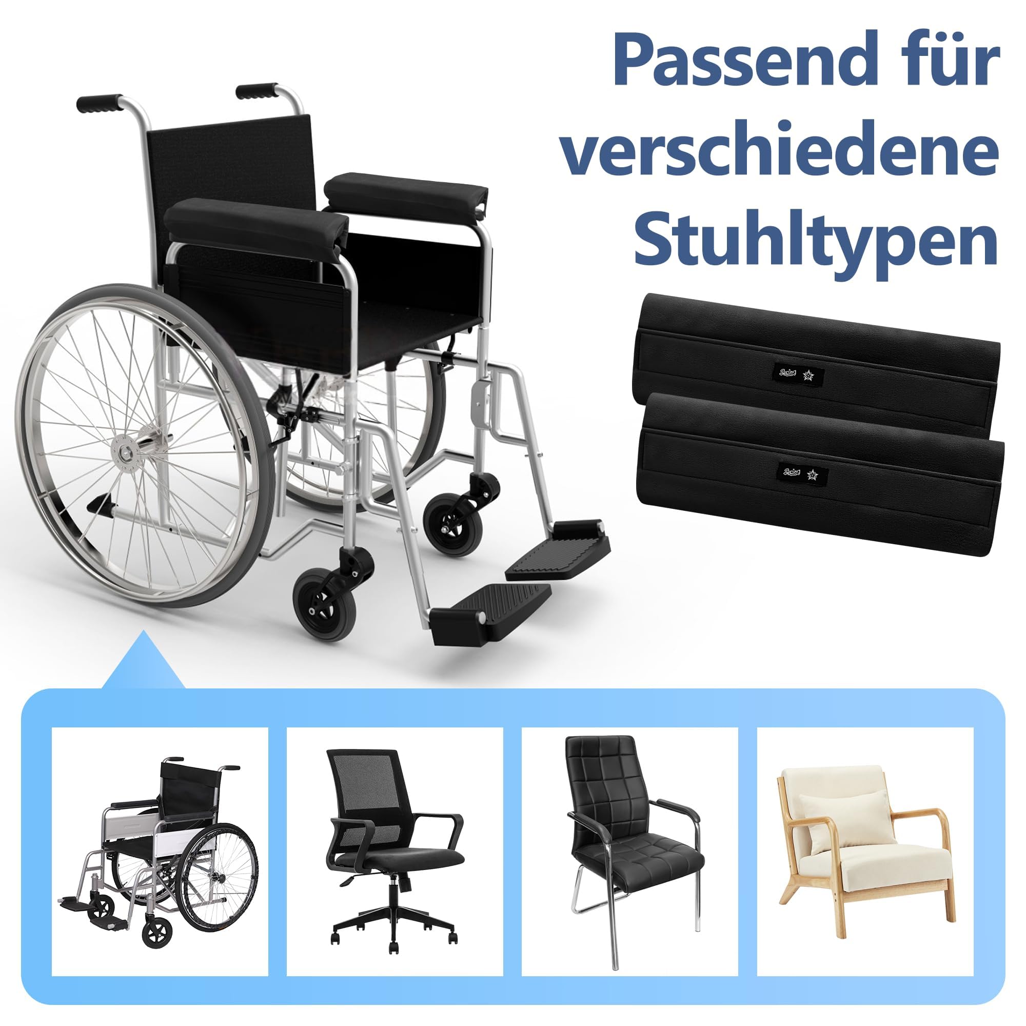 SPRING SEAON Ergonomische Armlehnen Kissen für Stuhl – Weiche Plüsch Armauflagen für Büro- und Gamingstuhl – Komfortable Stuhl Armlehnenpolster gegen Ermüdung
