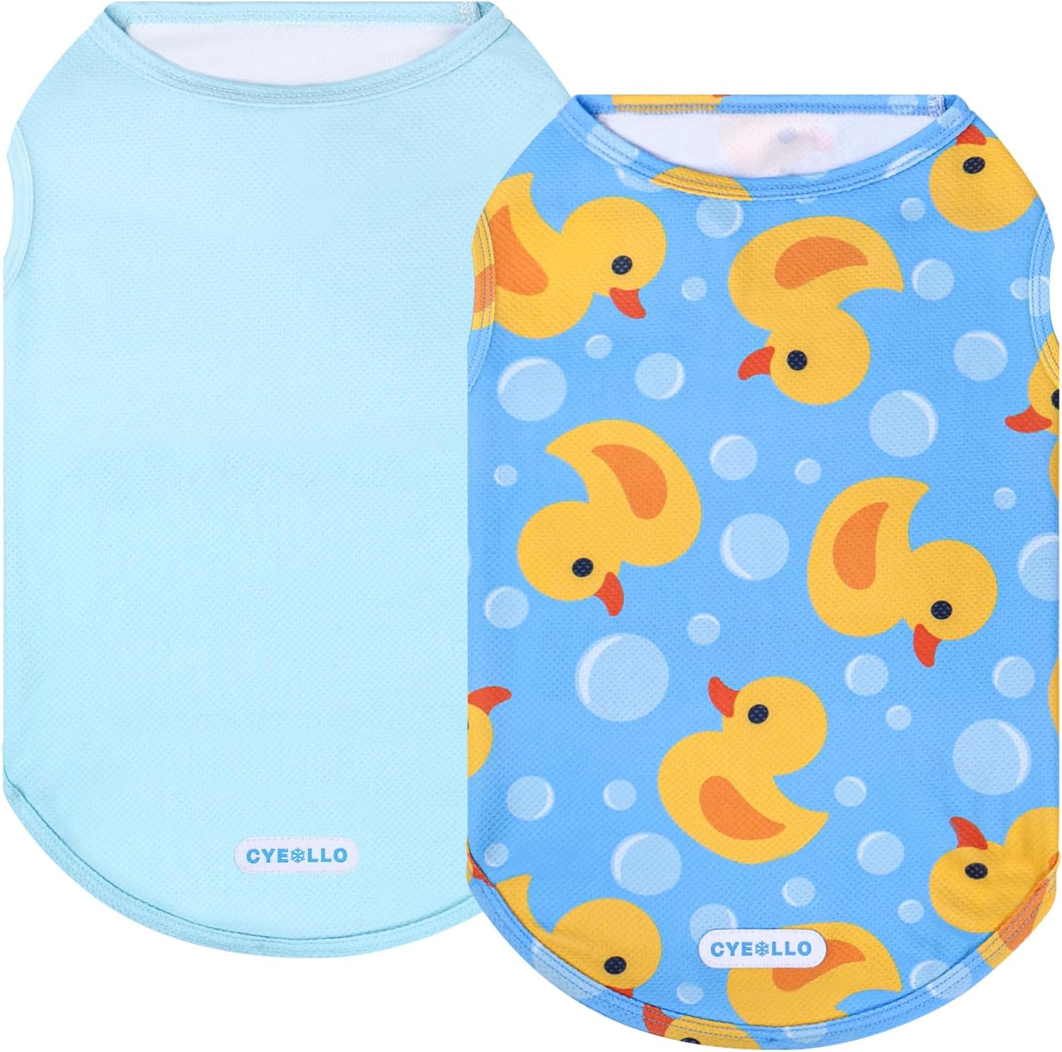 cyeollo 2 Pack Dog Cooling Shirt, Lightweight Sun Protection Sleeveless Dog Vest, Breathable Summer Clothes for Small Medium Dogs Boy & Girl, Soft Pet Tshirts, Yellow Duck XL