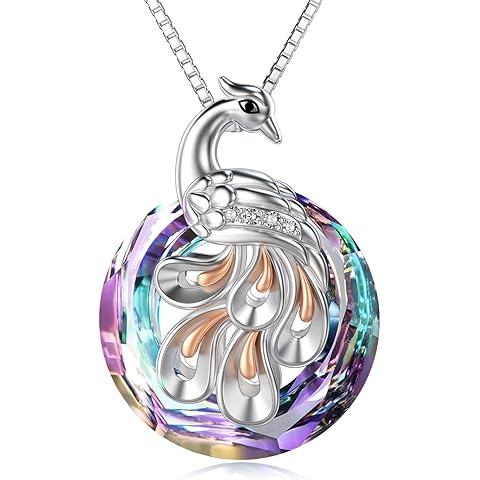 AOBOCO Phoenix Pendant Necklace for Women Sterling Silver Female Jewelry Gifts with Crystal Anniversary Birthday Gift Christmas Holiday Gift