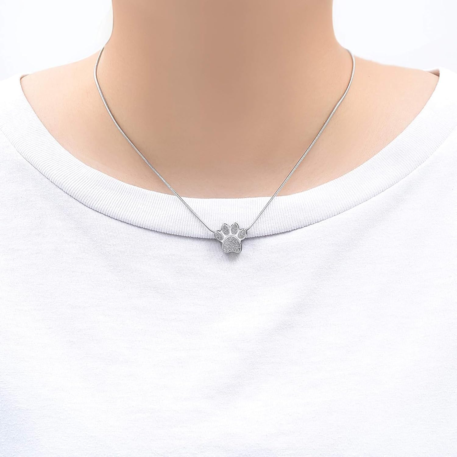 Hearbeingt Pet Cremation Jewelry for Ashes Urn Necklace Paw Print Pet Keepsake Jewelry for Dog's/Cat's Ashes Pendant Memorial Gifts - Image 3