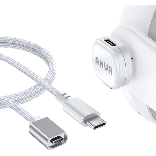AMVR Magnetic Charging Cable Kit Compatible with Meta Quest 3/3S/Pro Accessories, USB-C 3.0 Power Port, Premium Device Protection (Cannot Transmit Data simultaneously)