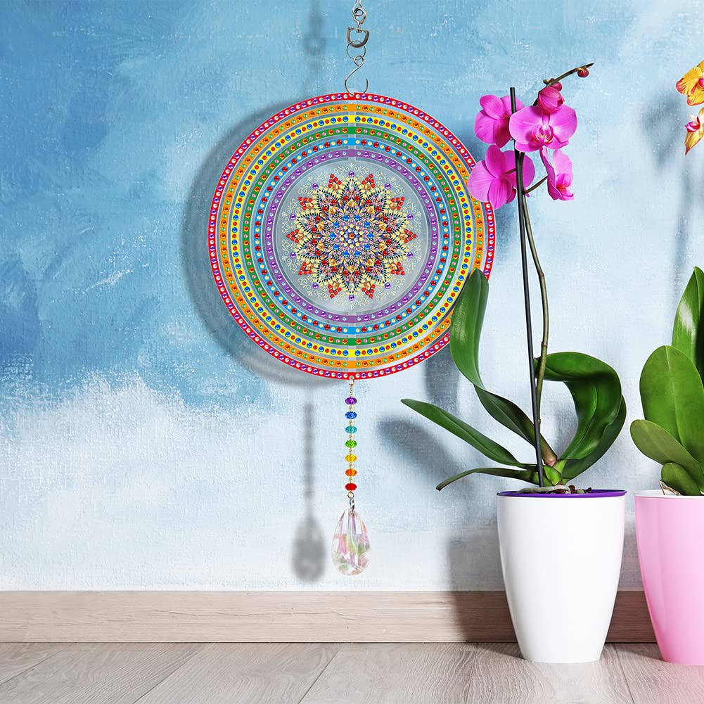 5D Diamond Painting Drehbares Windspiel, Doppelseitige Acryl Diamant Malerei Kunst Hängende Ornamente, Mosaik Kunst Kristall Dekoration for Tür, Fenster, Geschenke for Outdoor Dekorationen