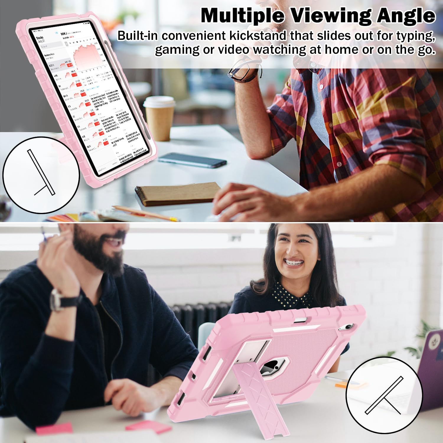 ZoneFoker Case for iPad (A16) 11th/10th Generation 11/10.9 inch 2025/2022, Heavy Duty Military Grade Shockproof Rugged Cover with Pencil Holder/Stand for i Pad 11th / 10 th Gen (Light Pink)