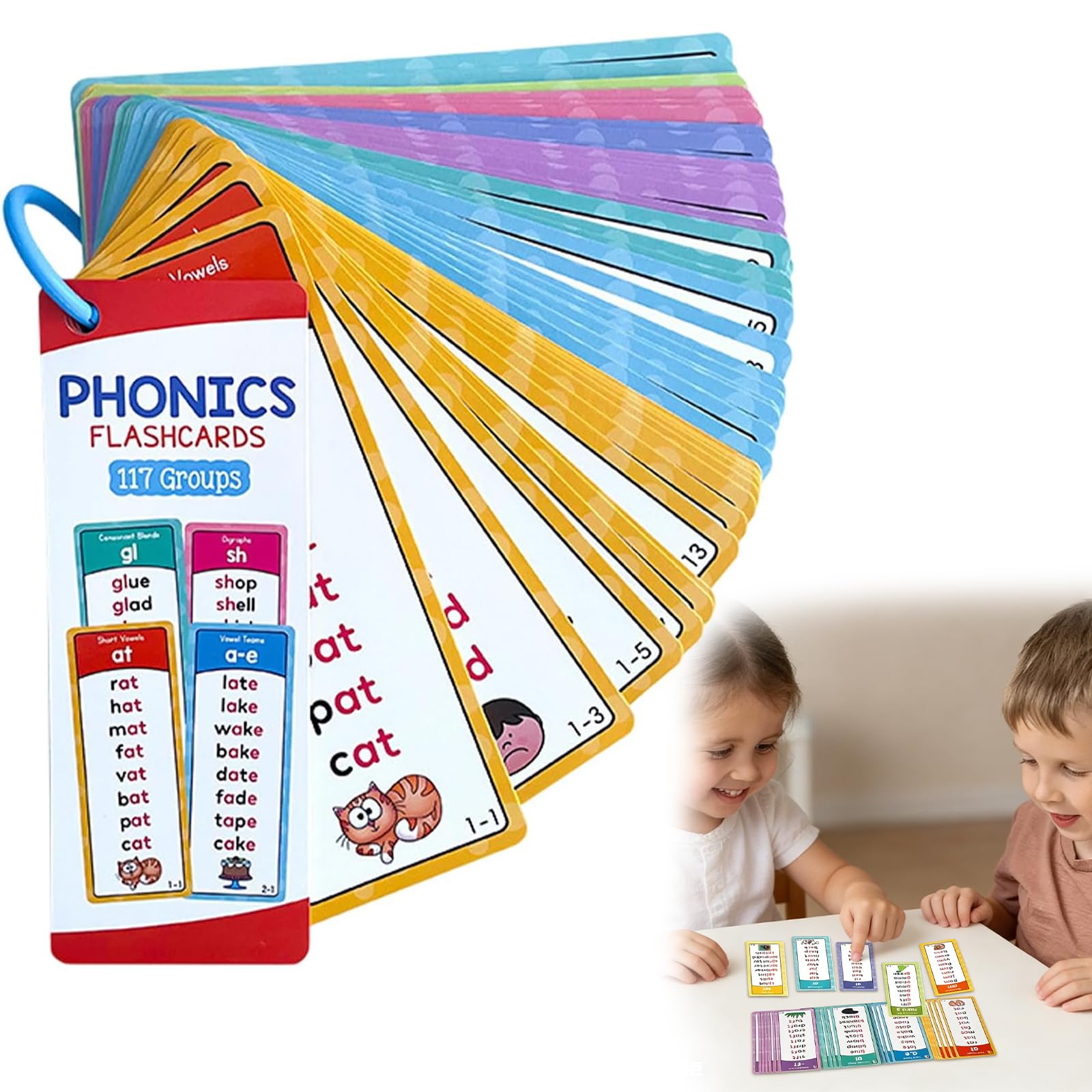 Phonics Flash Cards, 1000 Words Flash Cards, 60PCS Double-Sided Cards Words Game, Preschool Kids Learning Sight Words Supplies, Early Educational Interactive Reading Games for Kids