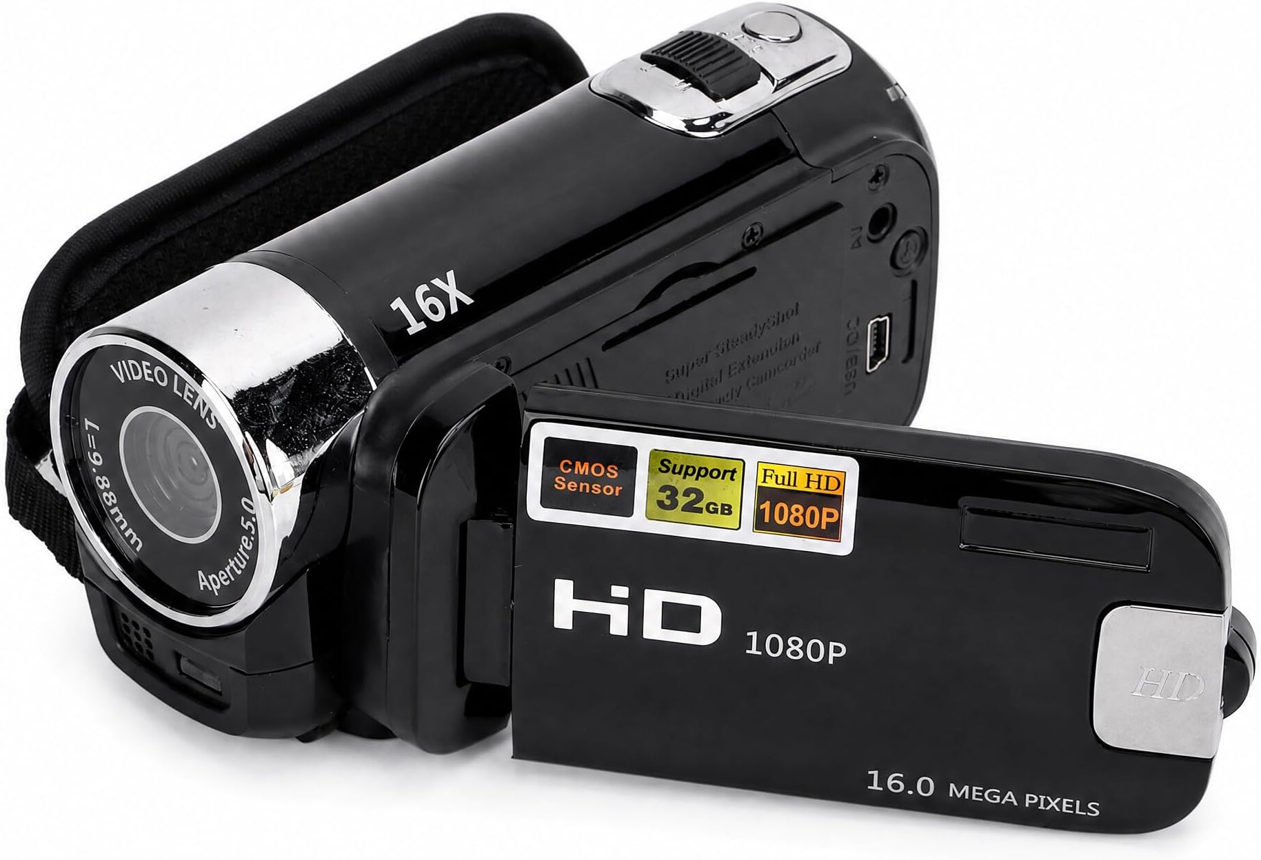Folany Camera Recorder, Video Camera Camcorder Portable 16MP Full HD 1080P, 270° Rotation 2.7inch Color Screen, 16X Digital Zoom Camcorder, Gifts for Weddings, Trips, Family Gatherings