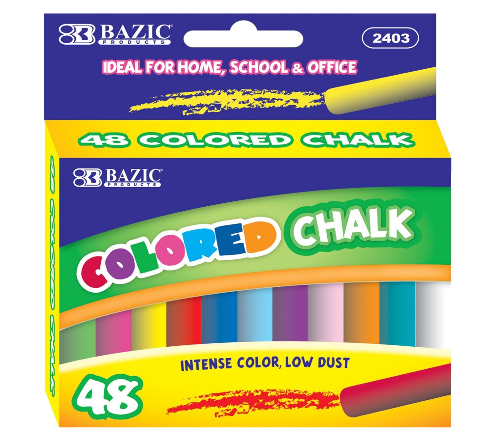 BAZIC White Chalk, Standard Size Blackboard Chalkboard Chalks, Great Game Activity for Kid Teacher School (20/Bucket)