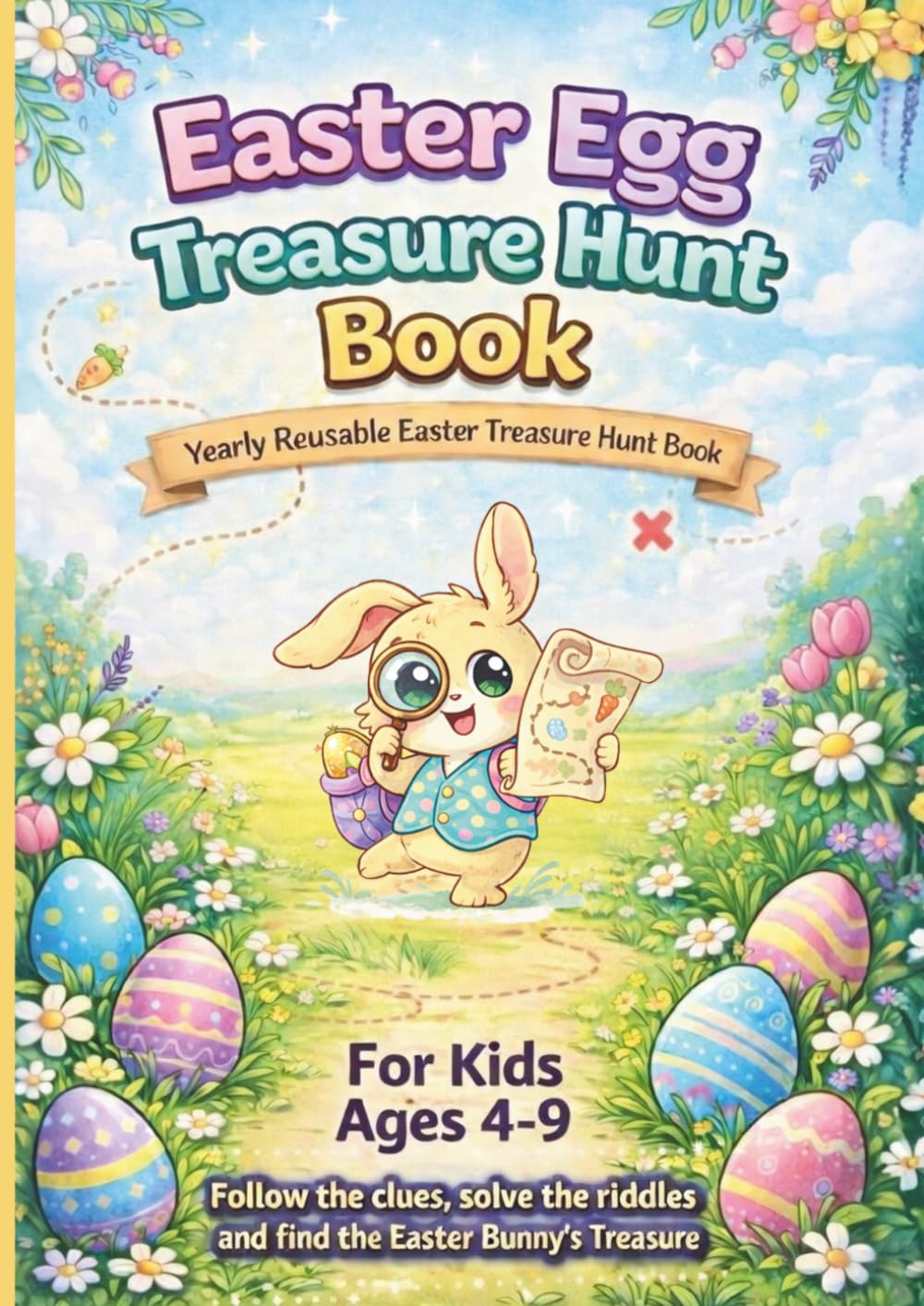 Easter Scavenger Hunt Book for Kids Ages 4–9: Yearly Reusable Easter Scavenger Hunt Game with Clues, Riddles, Scavenger Hunt and Family Easter Activities