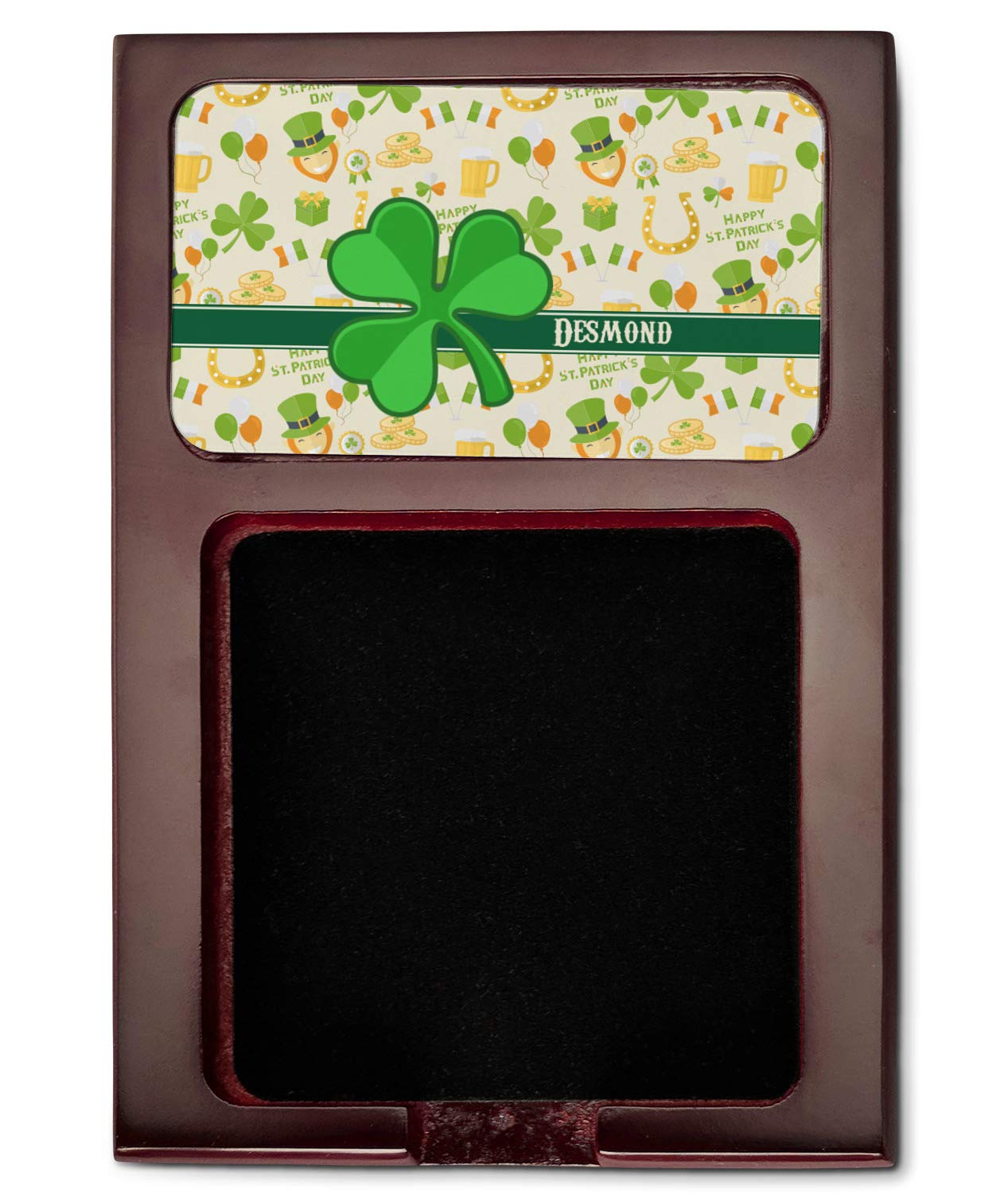 Personalized St. Patrick's Day Red Mahogany Sticky Note Holder