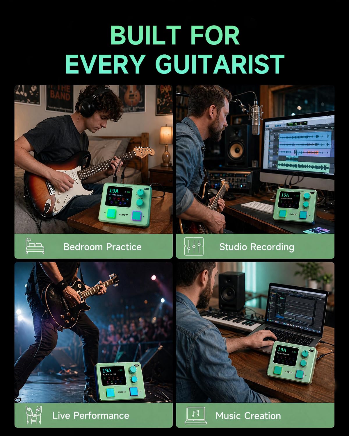 AME‑100 Multi‑FX Prozessor für E-Gitarre – mit KI, 147 Effekte, 55 Amp Models, IR Support