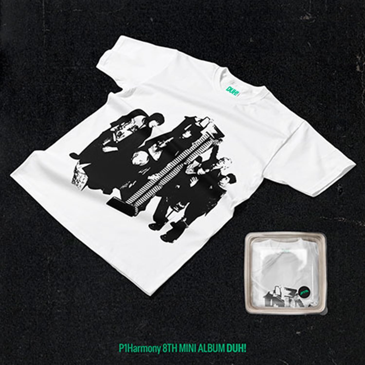 P1Harmony — DUH! 8th Mini Album — MD / Plain White T Ver. — All Set Inclusions + 4 Extra Premium Photocards