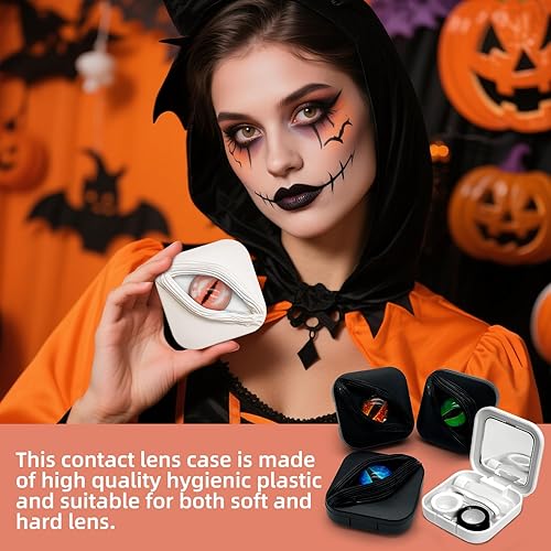 Miniatura 4 de Fundas para lentes de contacto (solo funda, sin contacto), espeluznante y elegante, estilo Halloween, soporte de almacenamiento para lentes de