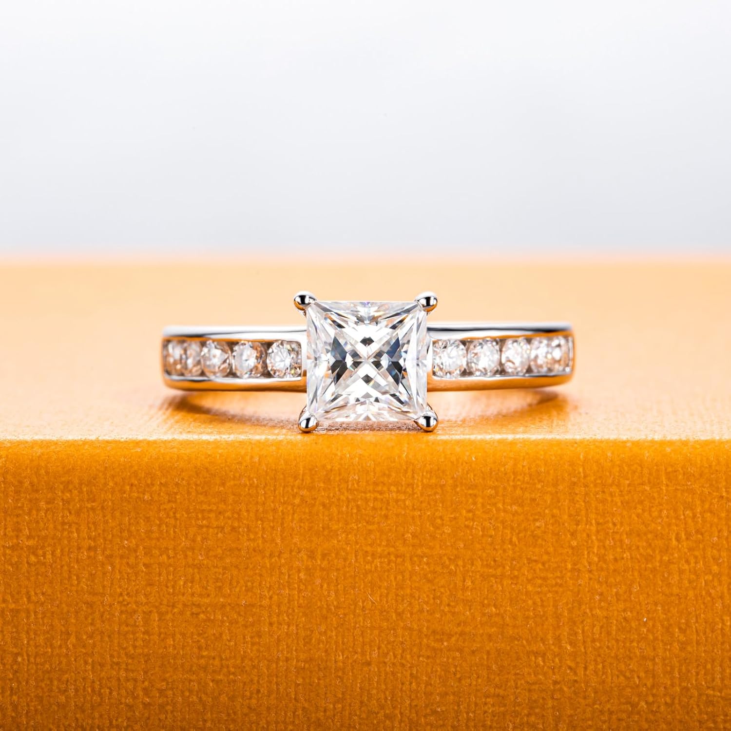 Moissanite Engagement Rings 1.27cttw D Color VVS1 Clarity Round Brilliant Cut Channel Set S925 Sterling Silver 6 Prong Solitaire Promise Wedding Rings for Women with Certificate - Image 2